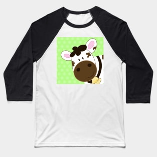 Cute Happy Cow -  Green Baseball T-Shirt